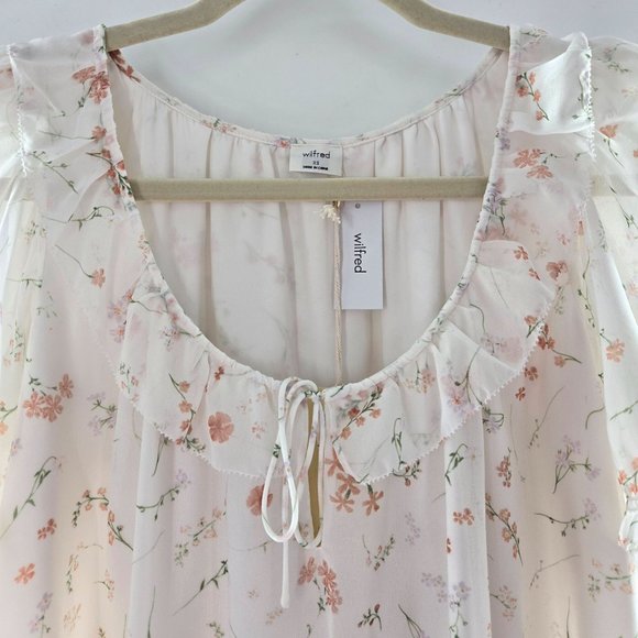 Aritzia Wilfred White Floral Reverie Mini Dress in Birch Women's Size XS NEW - Picture 2 of 11